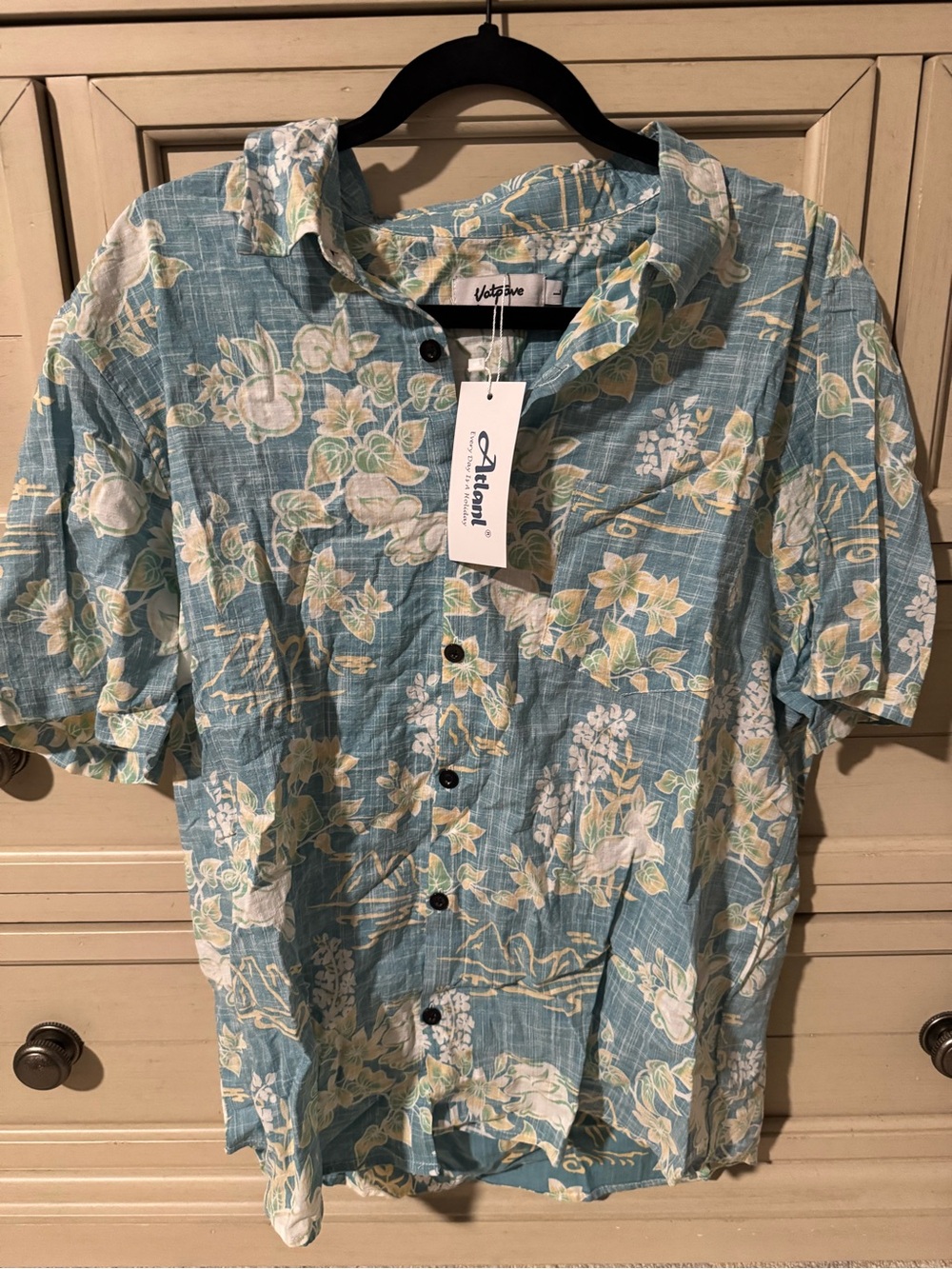 Votone Men's Teal Floral Short-Sleeve Button-Down Shirt